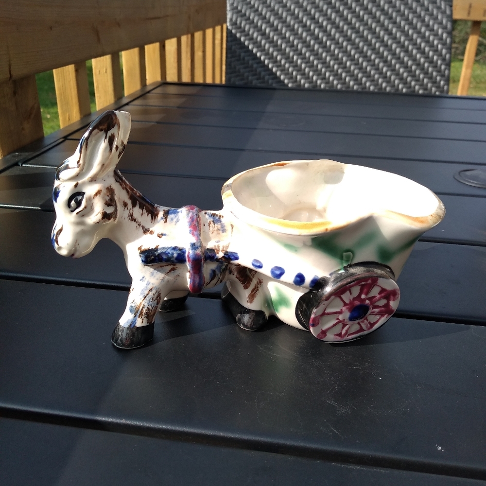 Kitschy Kritters, Vintage Donkey & Wagon Planter, Colourful - Picture 6 of 13